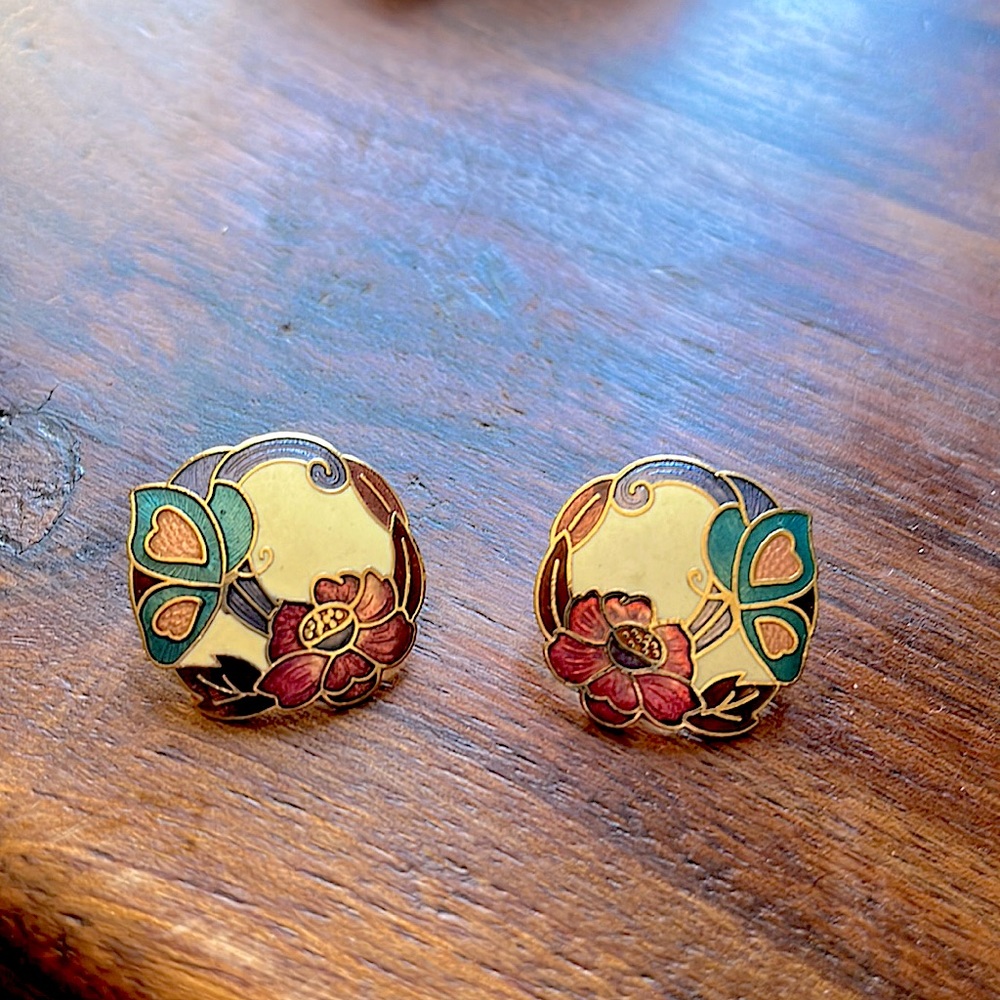 Floral butterfly earrings